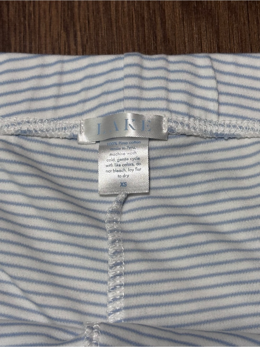 LAKE Pima Cotton Pajama Set Blue Stripe Luxe Sleepwear XS - Picture 7 of 7